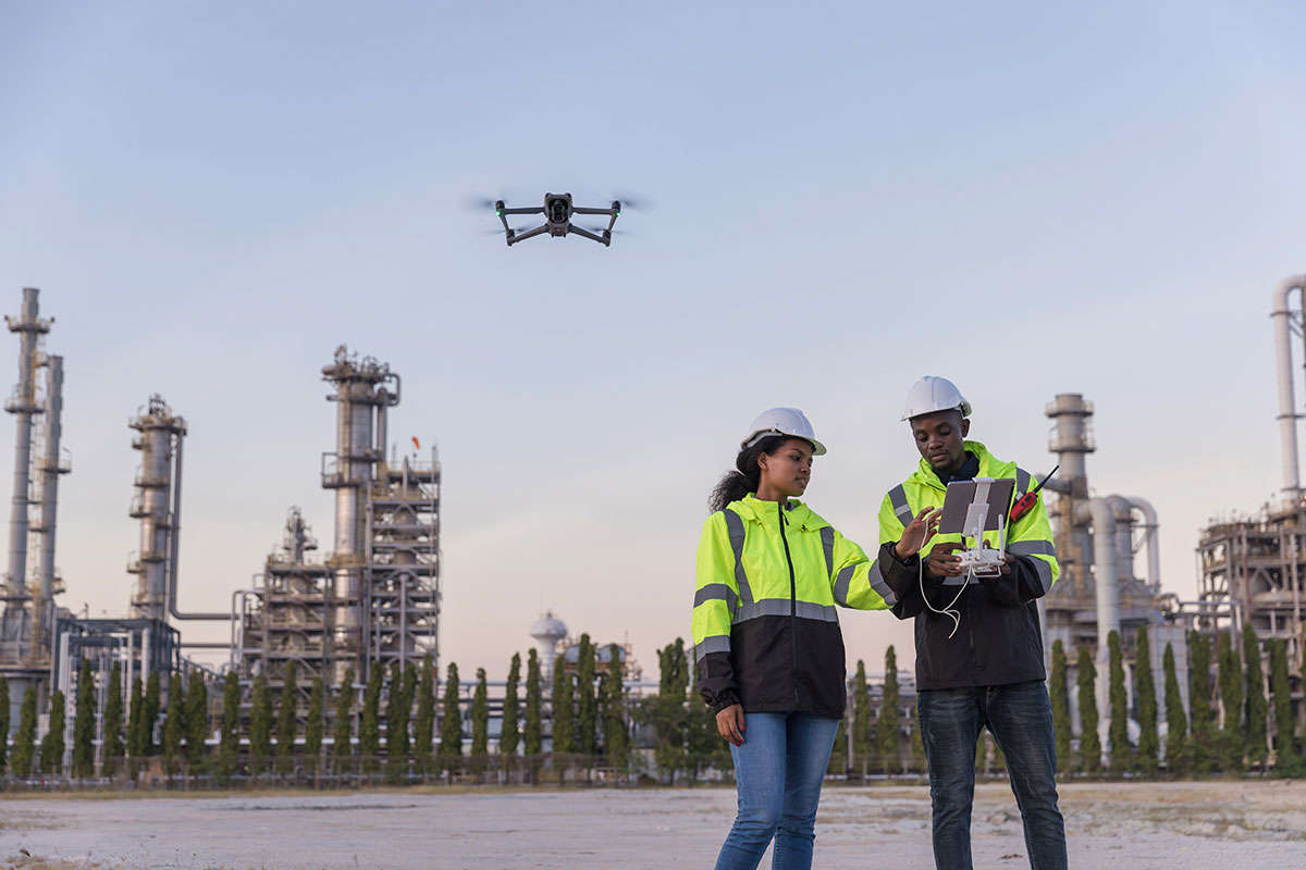 Aerial drone view of an industrial facility in Colorado captured by Ablaka Drone Services